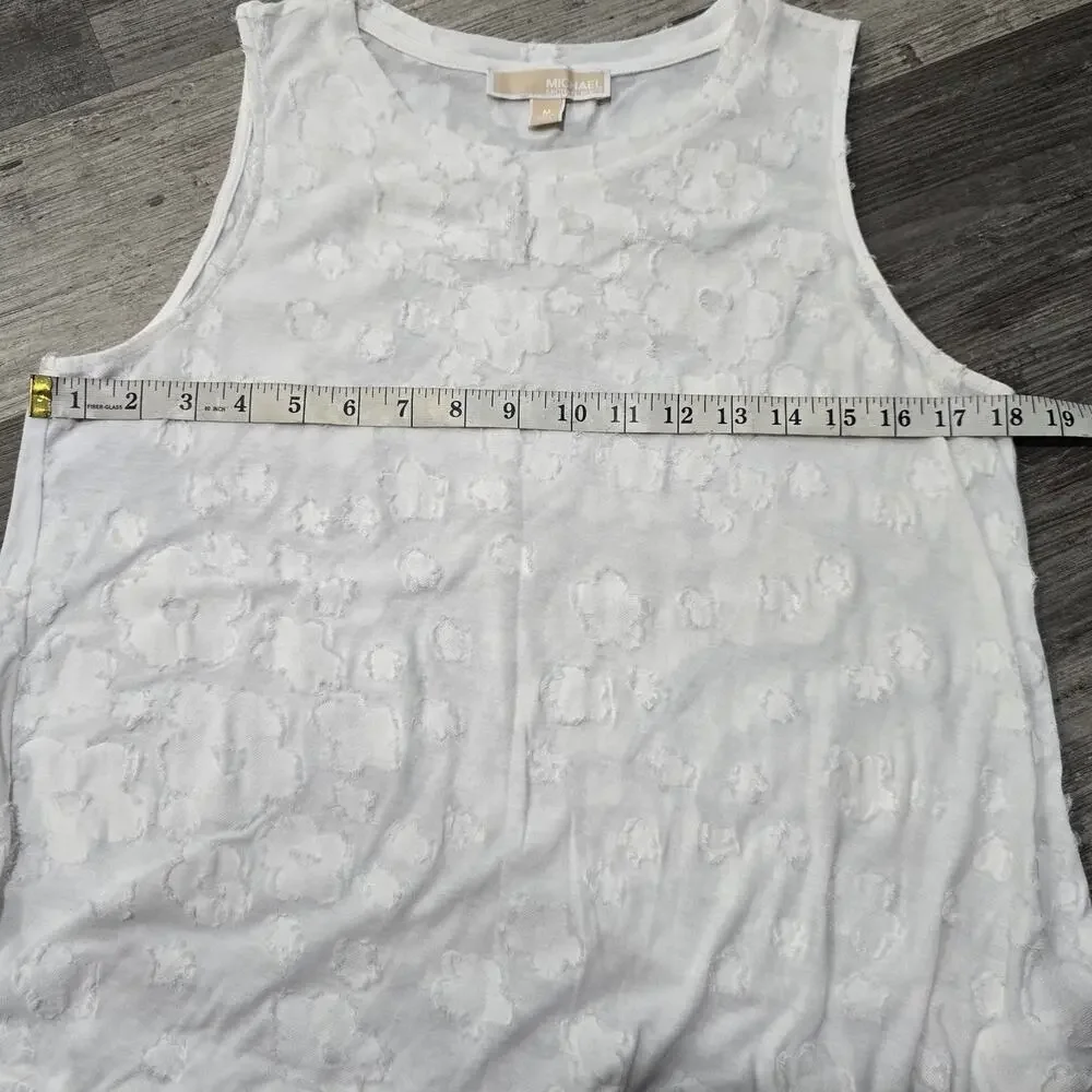 Michael Kors White Floral Sleeveless Peplum Top Dressy Shirt